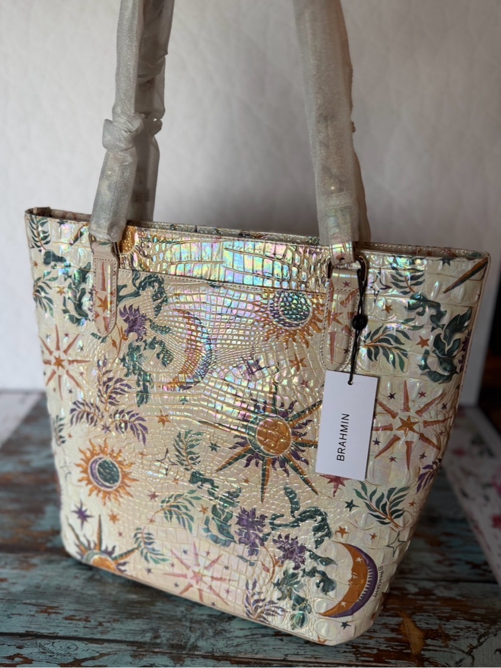 BRAHMIN EZRA VITALITY NWT MOON SUN STARS TOTE WRAPPED STRAPS NEW - Picture 4 of 15